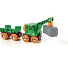 Brio 33698002 Grüner Kranwagen mit Anhänger
