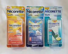 3 Pk Nicorette Gum 4mg White Ice Mint /Fruit Chill Pocket Pack Total 60