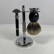Parker Badger Hair Shaving Brush  Safety Razor Stand Set   Wet Shaving Kit