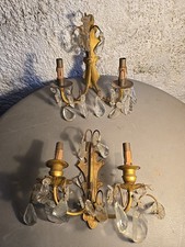 Paire appliques à pampilles et Laiton Bronze Lot lampes murales anciennes