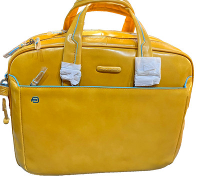 PIQUADRO Blue Square Luxury Leather Weekend Computer CarryOn Travel Briefcase
