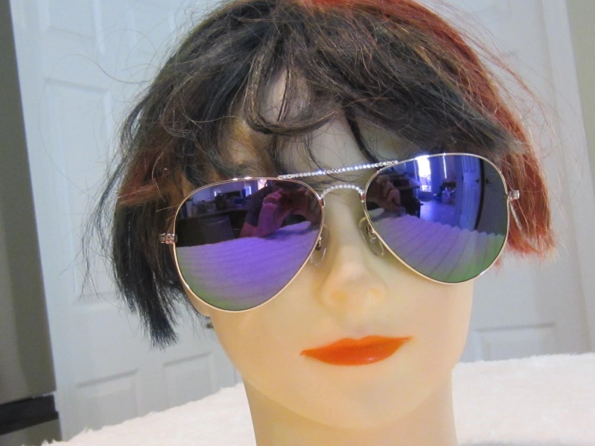 Jimmy Crystal NY GL1261 Aviator Sunglasses Swarovski Crystals Blue Mirror Lens Jimmy Crystal New York main image 2