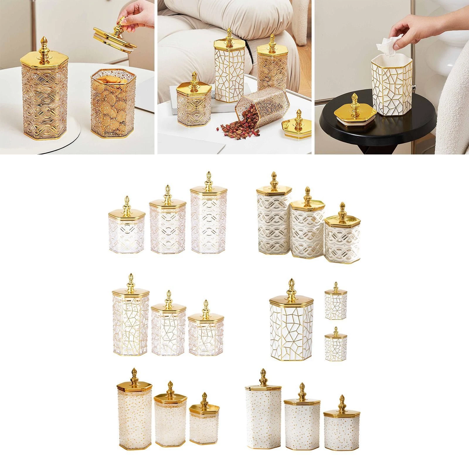 3Pcs Food Storage Jars Reusable Cookie Utensil Holder Candy Pasta Containers