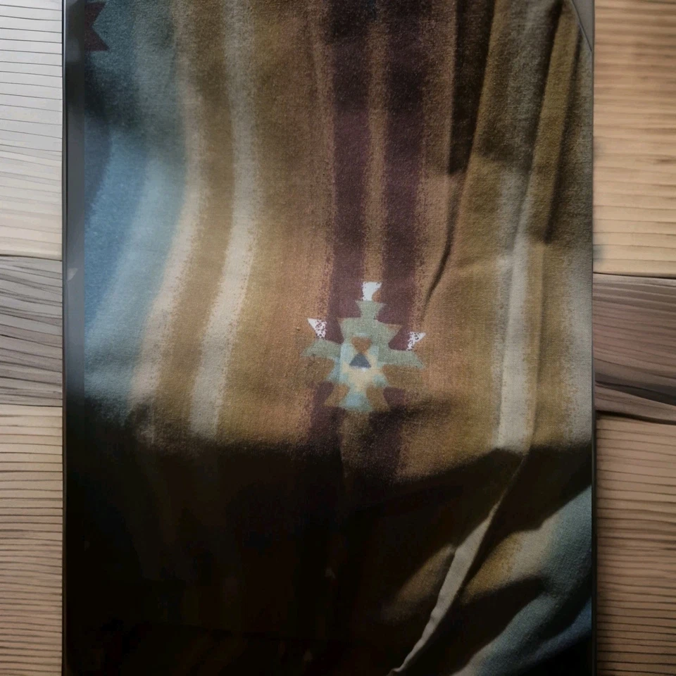 Sábana bajera vintage King ajustada y plana Zuni Southwest Stripes años 80 Aqua Browns Borgoña Foto 3 de 4