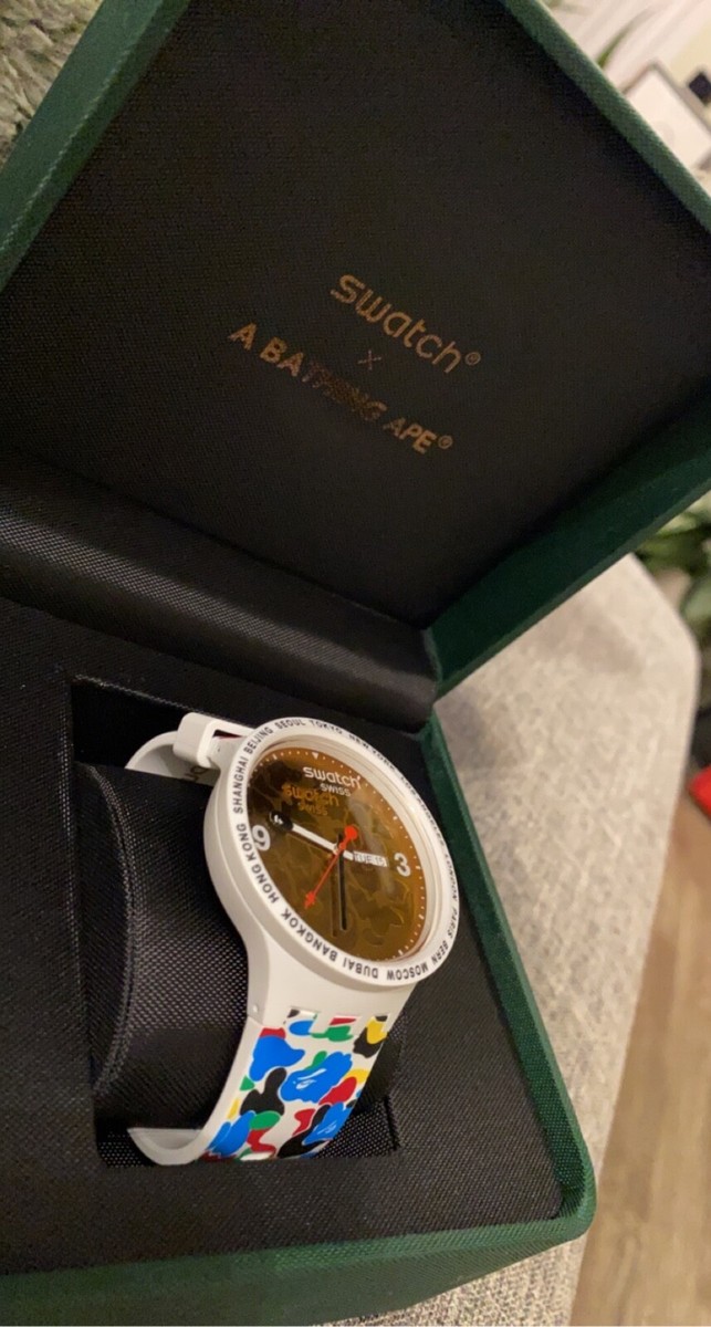 Swatch A BATHING APE スウォッチ エイプ コラボ 腕時計 白 Swatch X Bape Tokyo White Multi Camo Watch Sold Out In Hand | eBay