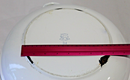 Large Porcelain Enamel Ware Tub Kitchen Cottage Basin Wash Bowl Handles Vtg VGC - Picture 6 of 16
