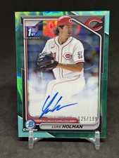 2024 Bowman Draft Luke Holman AUTO Aqua Lava Refractor 125/199 Reds 1st Bowman