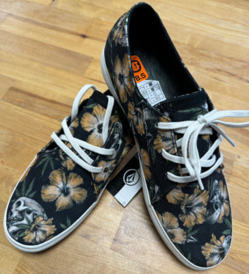 VOLCOM Lo Fi SHOE Sneaker Schuh Stoney Black Flowers Skull NEW NEUWARE PORTOFREI
