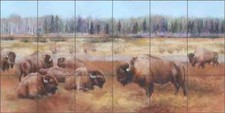 Buffalo Tile Backsplash Ceramic Mural Hughbanks Bison Animal Art DHA067