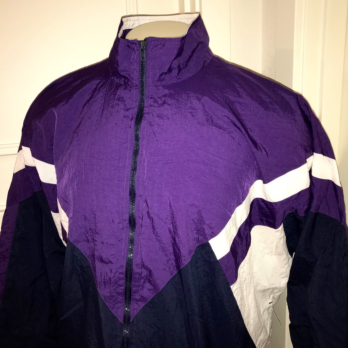 Vtg 80s 90s Windbreaker Jacket CLAYBROOKE Color Block Nylon Track