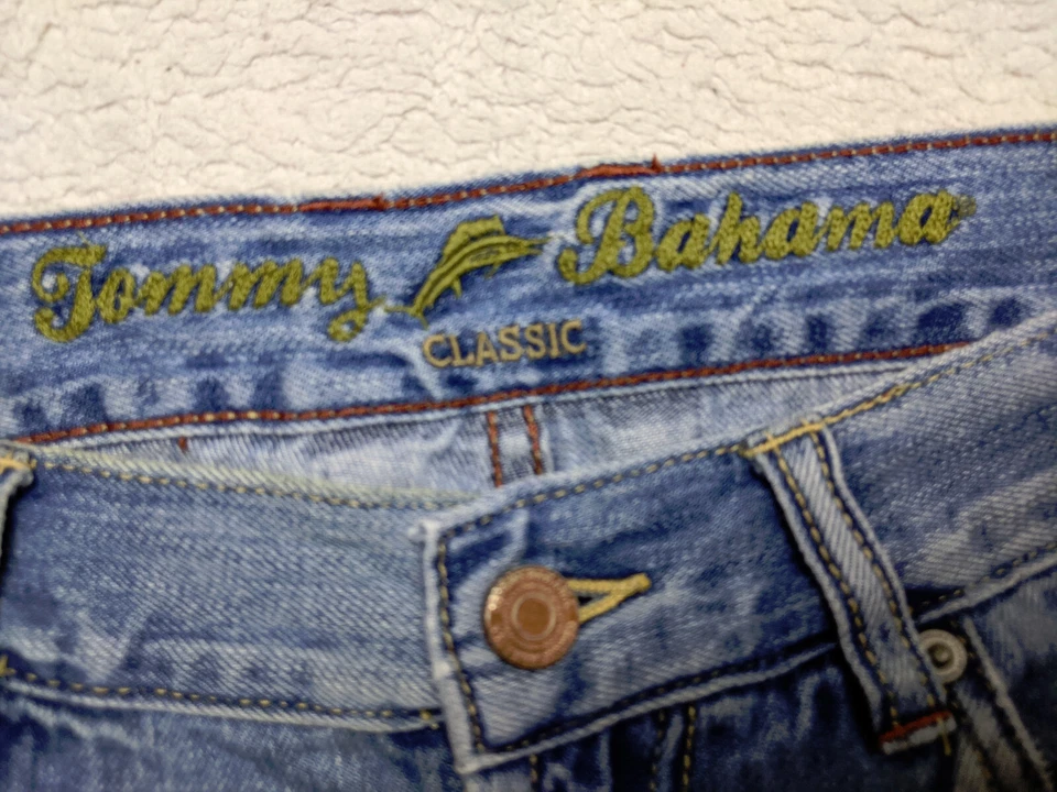 Tommy Bahama Classic Mens 35x32 Blue Jeans Relaxed Mid Rise Light Wash Whisker - Image 4 of 4