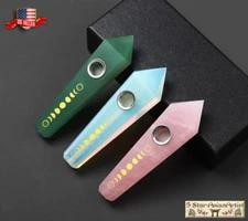 New Natural Gemstone Pipes Quartz Smoking Crystal Pipe Hand Spoon Pipe Fast Ship