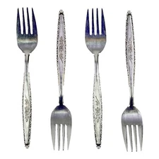 4 Salad Dessert Forks Lot Stylecraft SYF2 Stainless Japan T&N Satin Black Rose