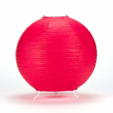 Quasimoon Red Round Centerpiece Candle Lantern w/ Fine Lines(Lantern Only)