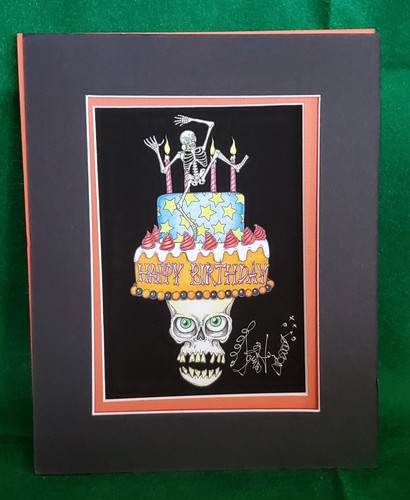 **SALE** JAIMIE HAYES 8x10 Happy Birthday Skeleton Original Print