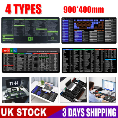 Large Size Mouse Pad Word/Excel/Power Point ShortCu-t Keys Desk Pad Mat ...