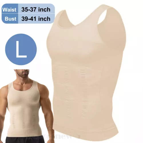 Mens Body Shaper Belly Chest Compression Slimming Shirt Tank Top Abs Girdle Vest - Picture 40 of 56
