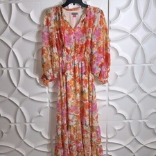 NEW Vince camuto floral print smocked ruffle dress XXS.   (98)