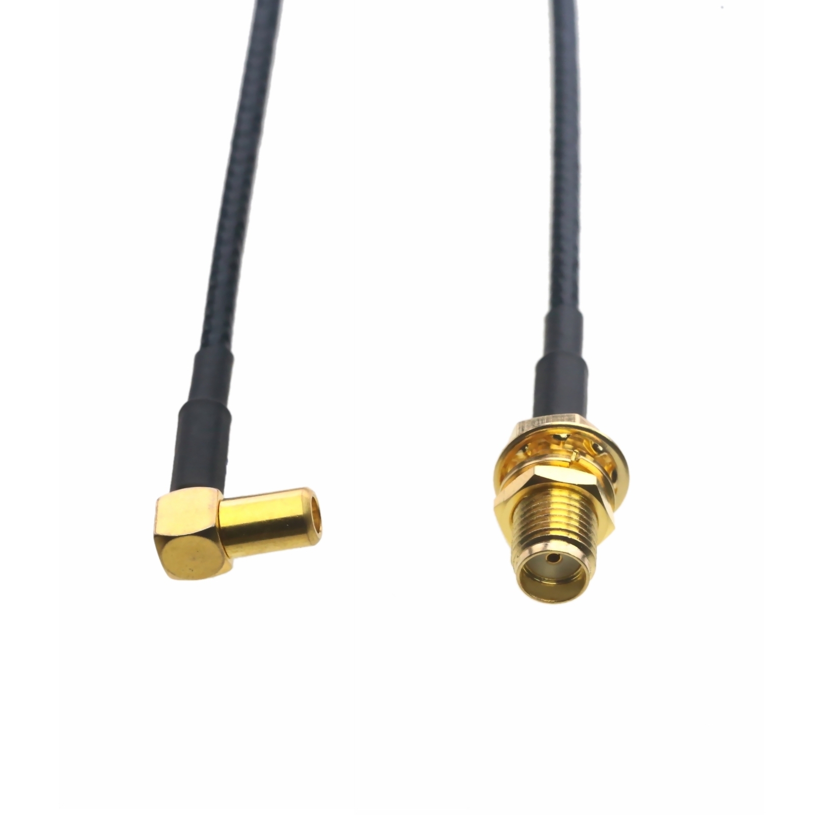 RF Cable SMA jack nut bulkhead to SSMB female 90° RG316 6