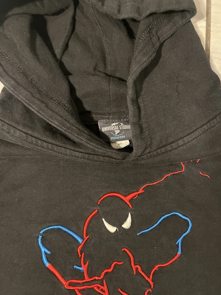 Marvel Spider-man Sudadera con Capucha Niños Jóvenes Talla XL Negro Bordado Contorno Gráfico Foto 4 de 4