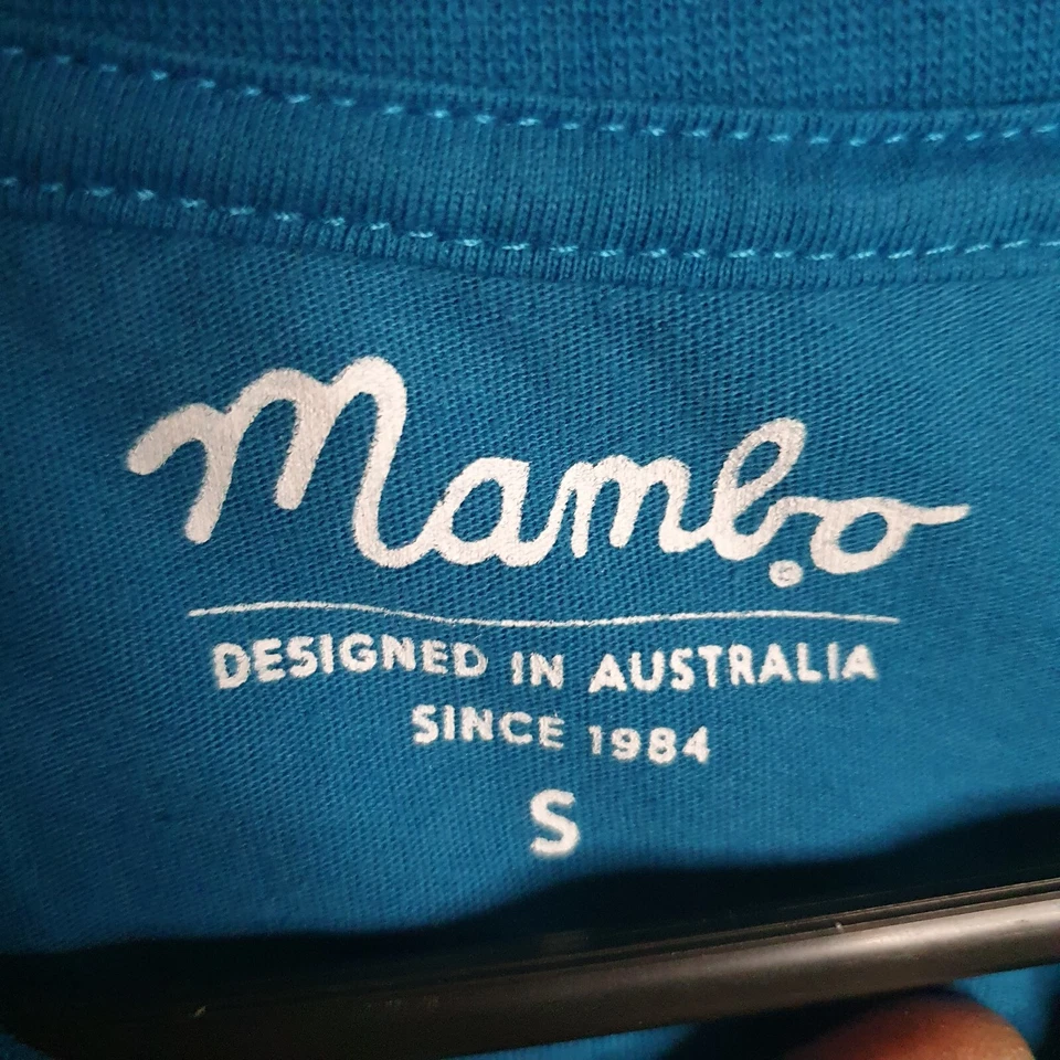 Camiseta de algodón aguamarina Mambo para mujer Fear & Clothing desde 1984 diseñada en Aust talla S Foto 3 de 4