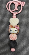 Handcrafted Pink Hello Kitty Veltvet Bead Key Chain