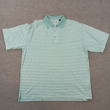 Ben Hogan Polo Shirt Mens Large Blue White Striped Short Sleeve Logo Golf Casual