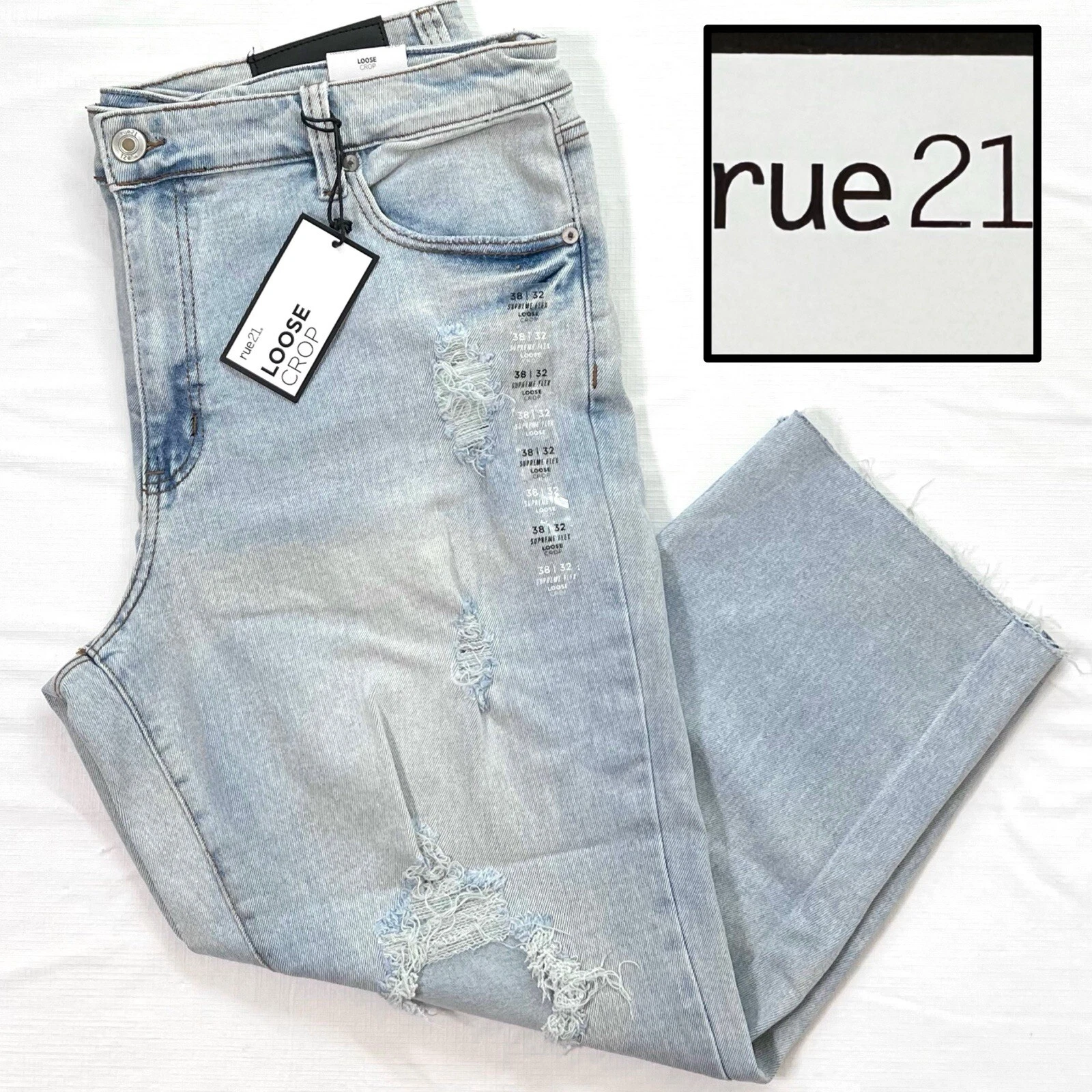 38 x 32 neuf avec étiquettes pantalon en denim détressé homme Supreme Flex Crop *38 x 25