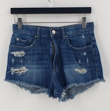 Garage Womens Frayed Distressed Medium Wash Festival Shorts 100 Cotton Size 5
