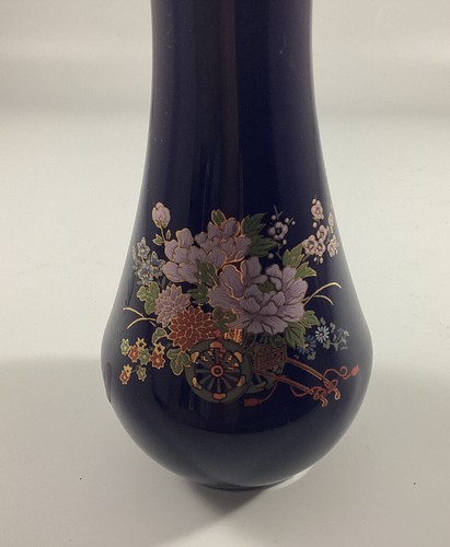 Vintage Nanco (Nancy Sales Co.) Blue Cobalt Floral 6.5” Vase Made in Taiwan EUC - Picture 2 of 8