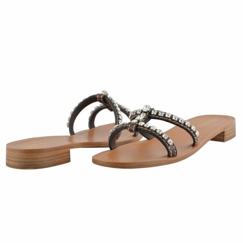 Prada Women's Leather Crystal Decorated Flip Flop Shoes Size 5.5 6 6.5 8 9 11 - Picture 8 of 8