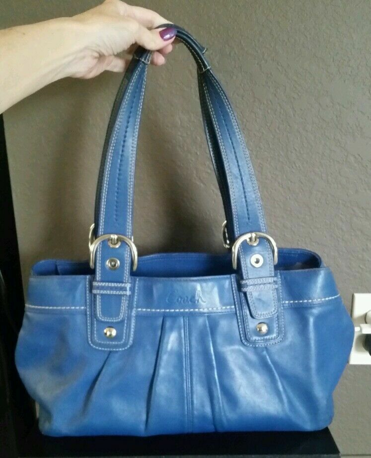 COACH BLUE LEATHER SOHO LARGE BUCKLE HANDBAG TOTE | eBay