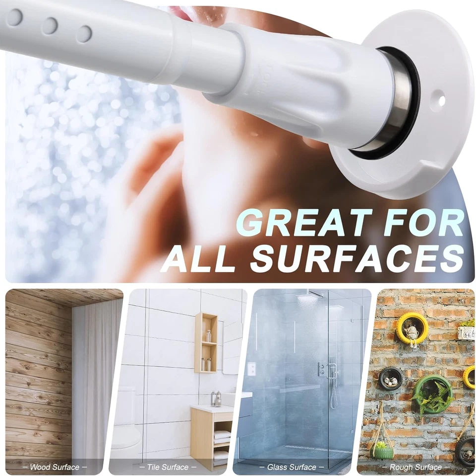 Bastone per Tenda Da Doccia, 109-221 Cm, Con Supporto per Asta per Tenda Da Docc - Immagine 3 di 4
