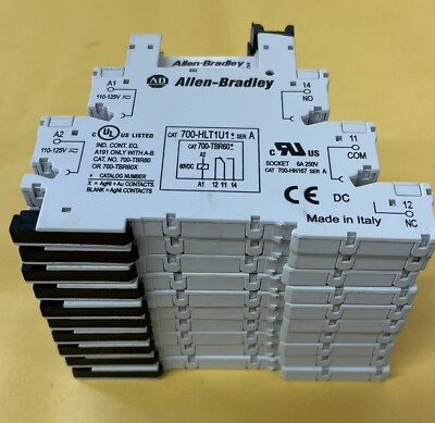 Lot of 12 - ALLEN BRADLEY 700-HLT1U1 TERMINAL BLOCK RELAY W/SOCKET SERIES A