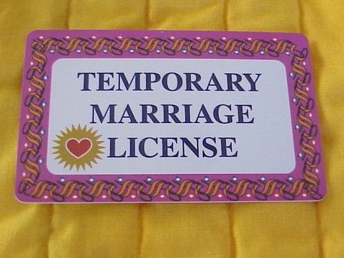 Temporary Marriage License Novelty Card Joke ID VTG 1993 Made in PA USA by Kalan