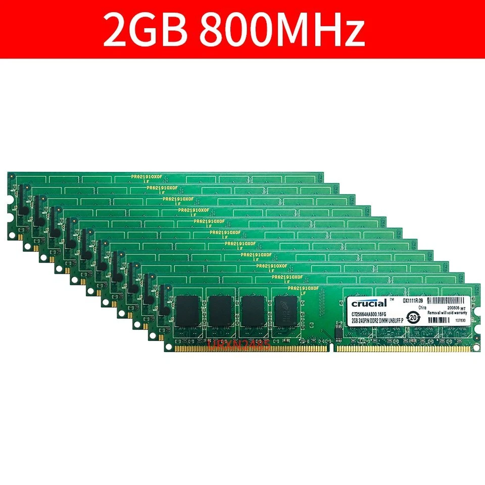 Crucial 20GB 16GB 8GB 4GB 2GB DDR2 800MHz PC2-6400U Desktop PC Memory RAM LOT BT - Image 2 of 4