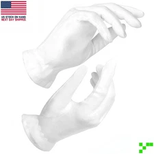20pc LARGE White Cotton Gloves Moisturizing Dry Hands Cosmetic Eczema Jewelry