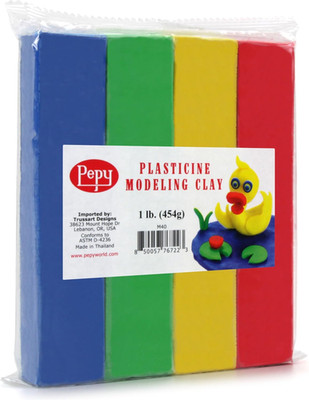 Pepy Reusable and Non-Drying Oil-Based Plasticine Modeling Clay, Primary Colors,