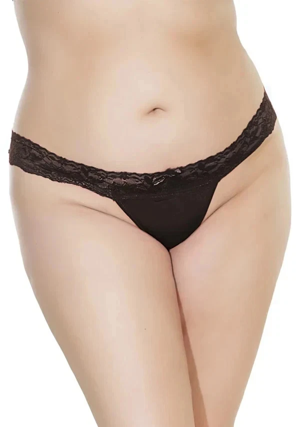 Tanga de encaje negro tanga lencería sexy para mujer paquete de 3 - talla única XL Foto 2 de 2