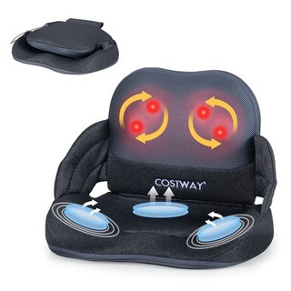 COSTWAY Low Back Massager Foldable Shiatsu Massage Lumber with Heat