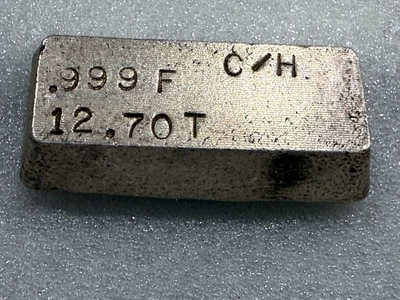 #ad VINTAGE C H 12.7 Troy oz .999 Fine Silver Poured Bar RARE $1100.00