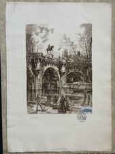Albert Decaris – Gravure originale Le Pont-Neuf Paris 1978 – numérotée