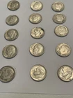 Roosevelt Dimes 90% Silver Circulated Condition Lot Of 15 1946, 57, 62, 64 more!