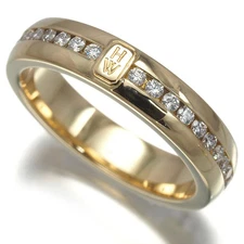 Auth HARRY WINSTON Ring Diamond HW Logo US8-8.25 18K 750 Yellow Gold 