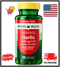 Spring Valley Odor-Controlled Garlic Softgels Value Size, 1,000 mg, 200Count