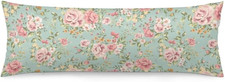 20x54 Floral Body Pillow Cover with Zipper Sage Green Decorative Case