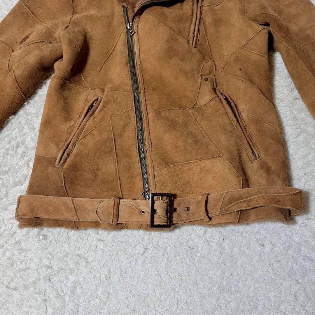 Glamb Real Shearling Patchwork Double Riders Jack… - image 6