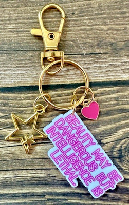 Key Chain Backpack Tag Zipper Pull Purse Charm Intelligence is Lethal Beauty RTS