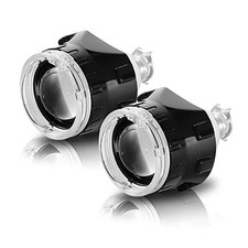 2.5 inch Bi-Xenon HID Projector Lens H4 H7 Black Shroud with White Angel Eyes