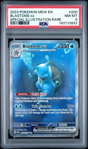 PSA 8 Blastoise ex 200/165 Special Illustration Rare 2023 Pokemon 151 MEW EN NM
